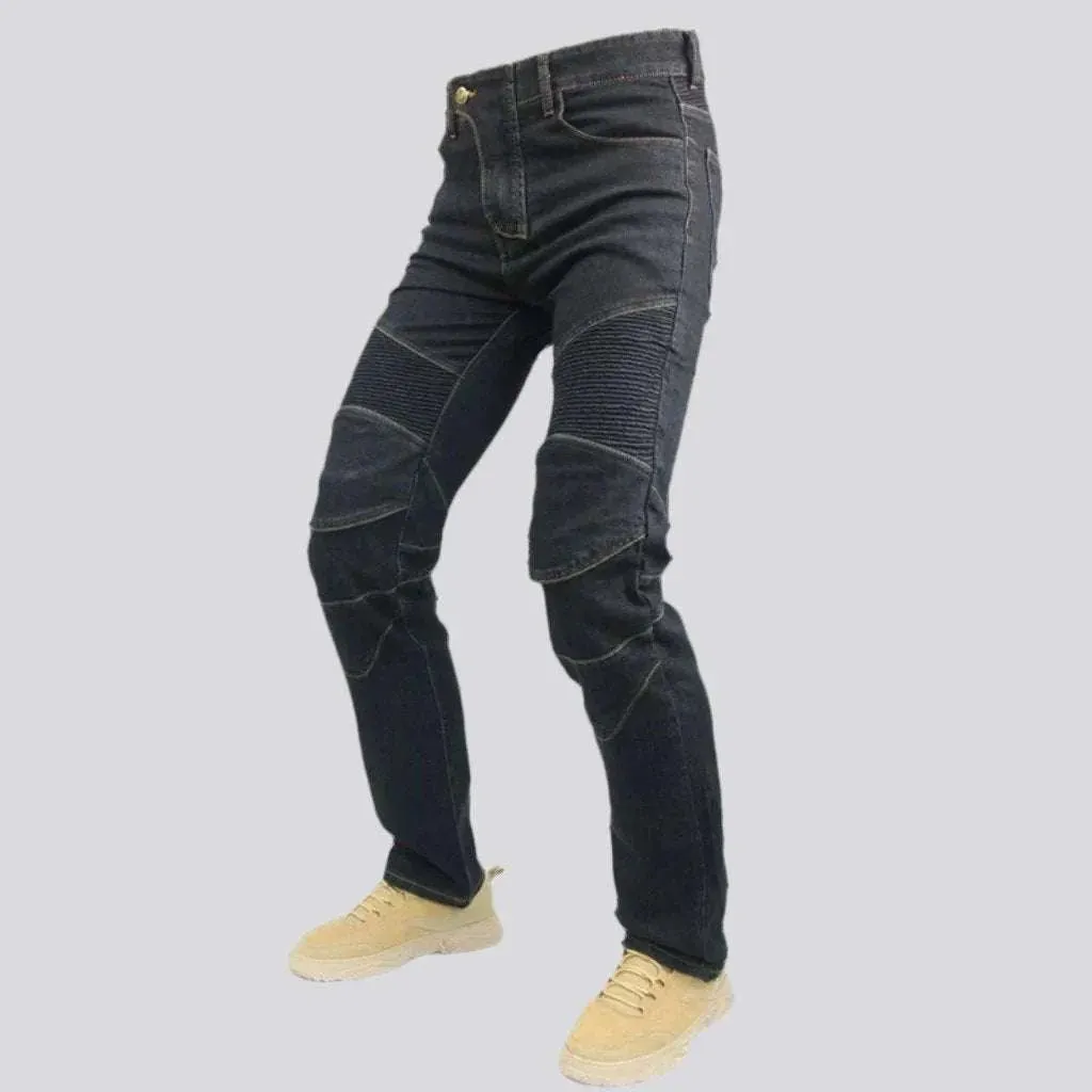 Biker men's mid-waist jeans