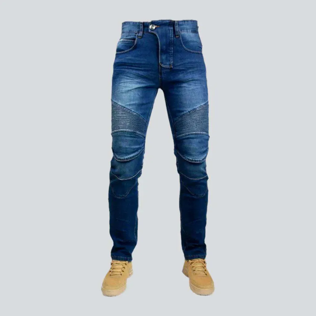 Biker men's mid-waist jeans