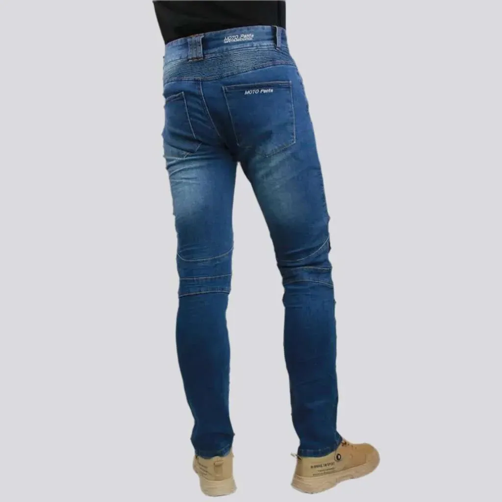 Biker men's mid-waist jeans