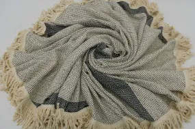 Black and Beige 100% Cotton Round Beach Towel