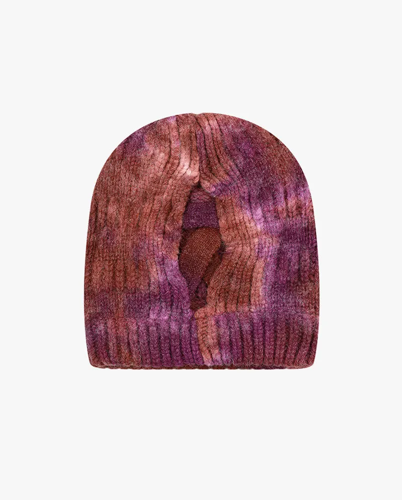 Black Horn - Tie Dye Ponytail Knit Beanie