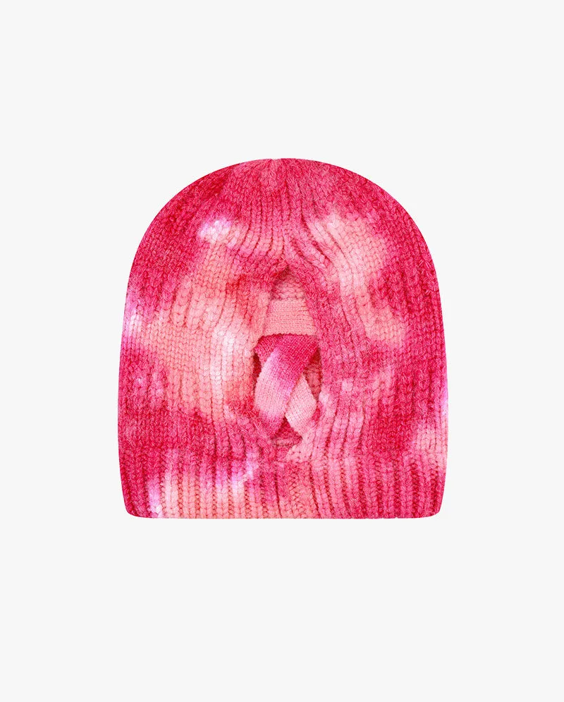 Black Horn - Tie Dye Ponytail Knit Beanie