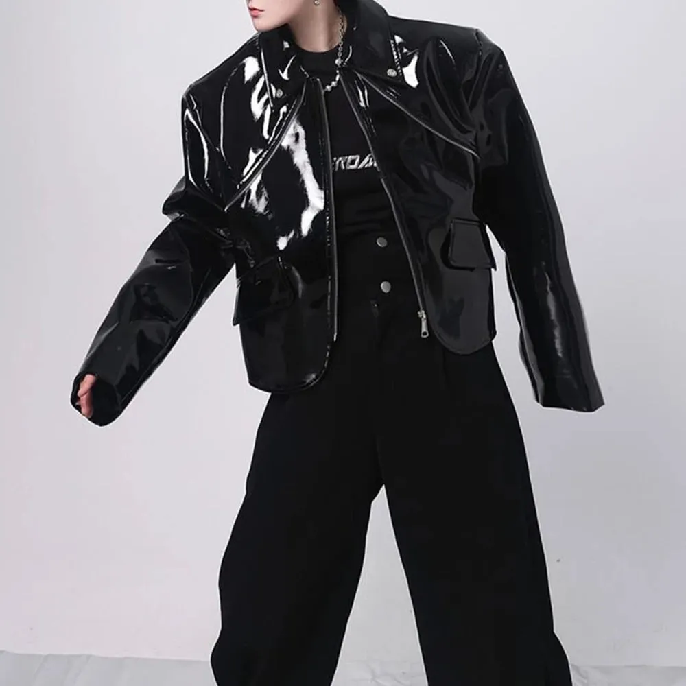 Black Shiny Patent Leather Jacket