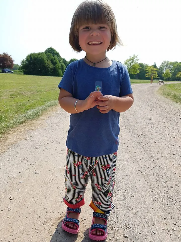 Boho short trousers, summer pants, "Soft meadow" Capri pants childs age 3-4,