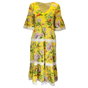 Borgo de Nor Peonie Yellow Malia Cotton Poplin Dress