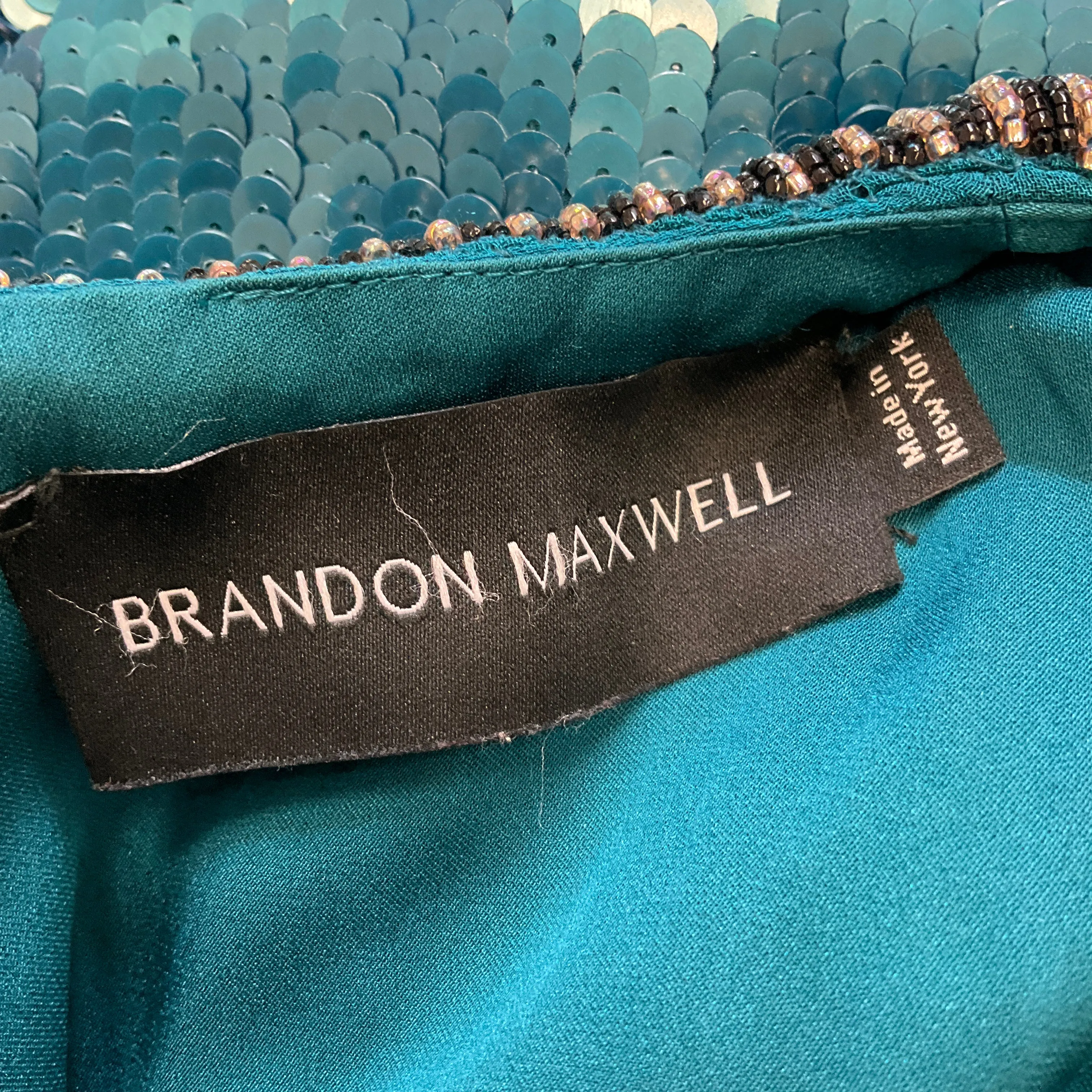 Brandon Maxwell Blue Sequined Cocktail Dress