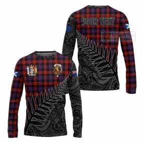 Brown (Broun) Crest Tartan Long Sleeve T-Shirt with New Zealand Silver Fern Half Style