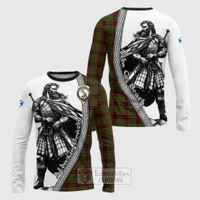 Buchan Tartan Clan Crest Long Sleeve T-Shirt with Highlander Warrior Celtic Style