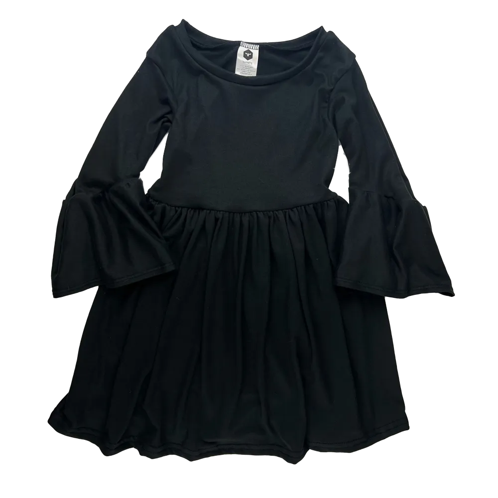 Bumblito 3/4 Flutter Sleeve Dress ~ Basic Black