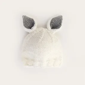 Bunny Ears White with Grey Beanie Hat