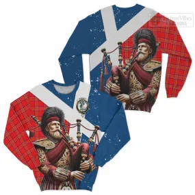 Burnett Tartan Sweatshirt with Family Crest Scottish Bagpiper Vibes