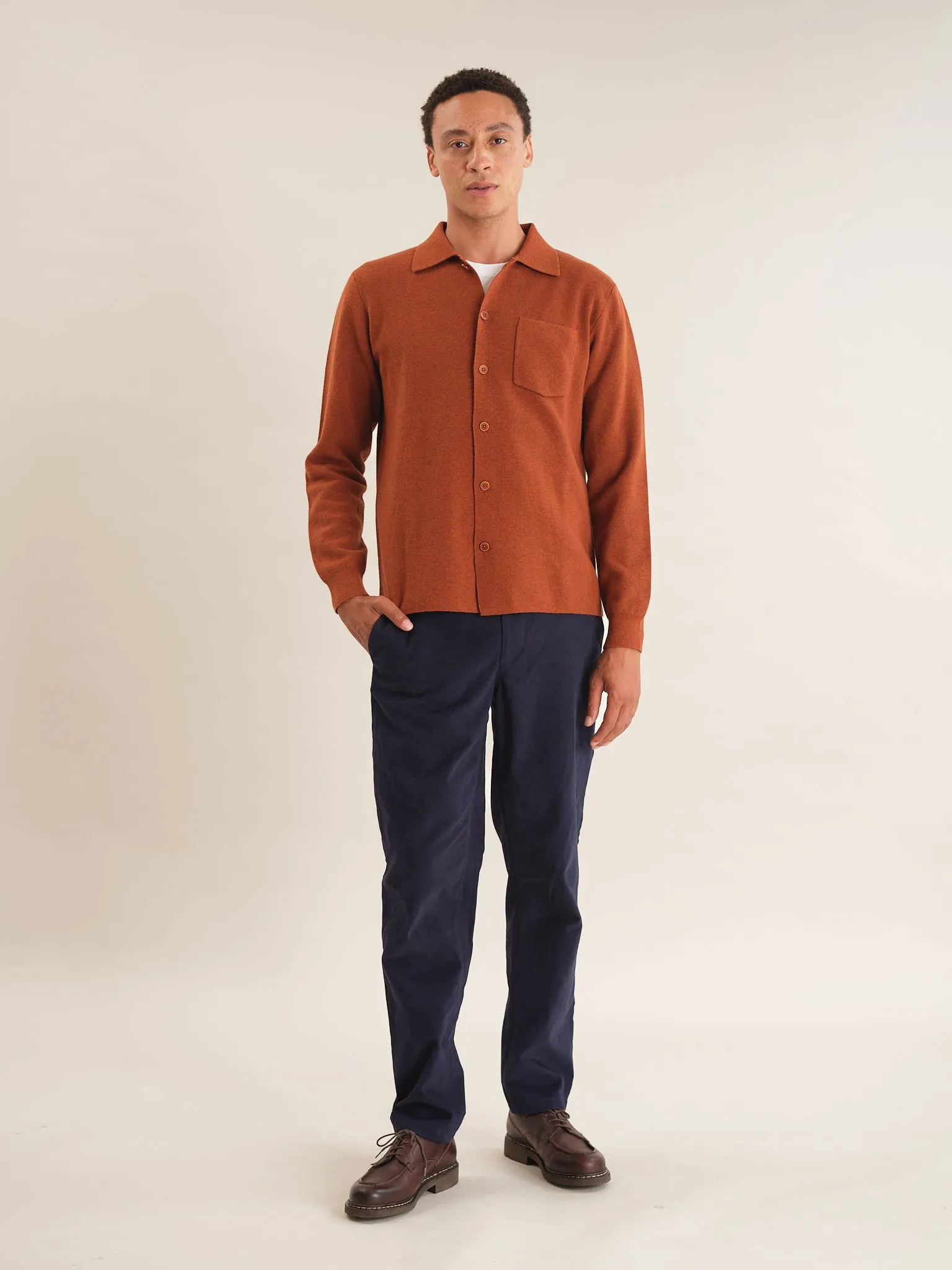 Burnt Orange Merino Knit Polo