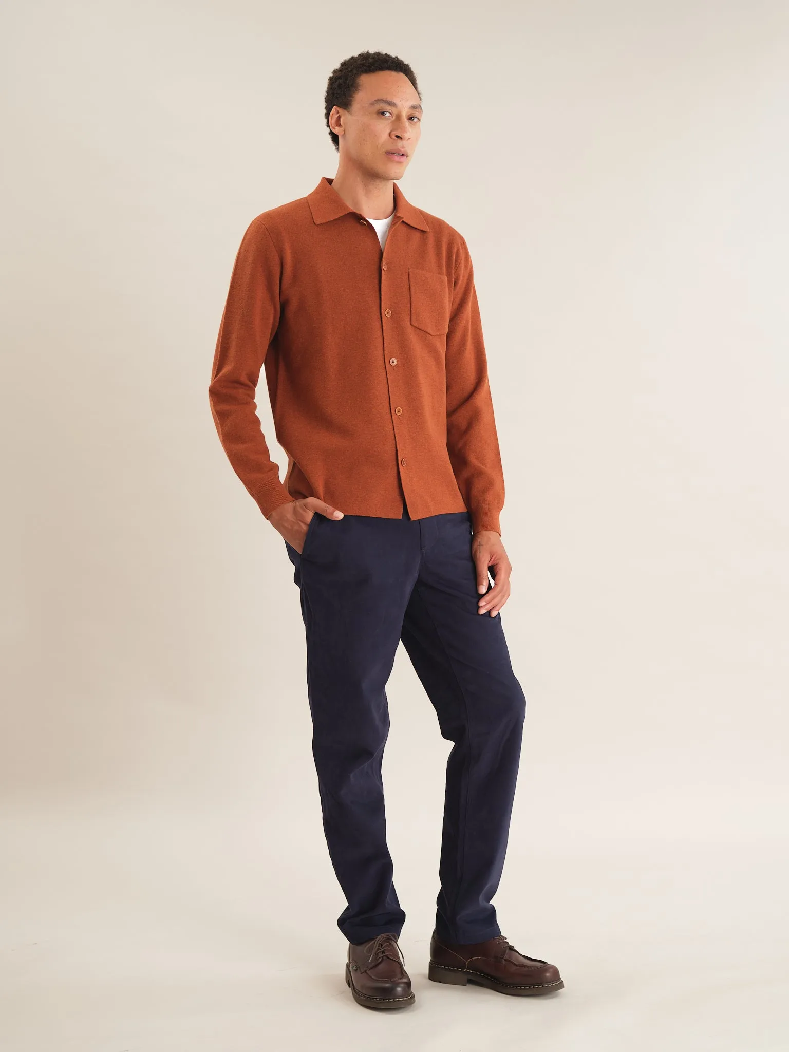 Burnt Orange Merino Knit Polo