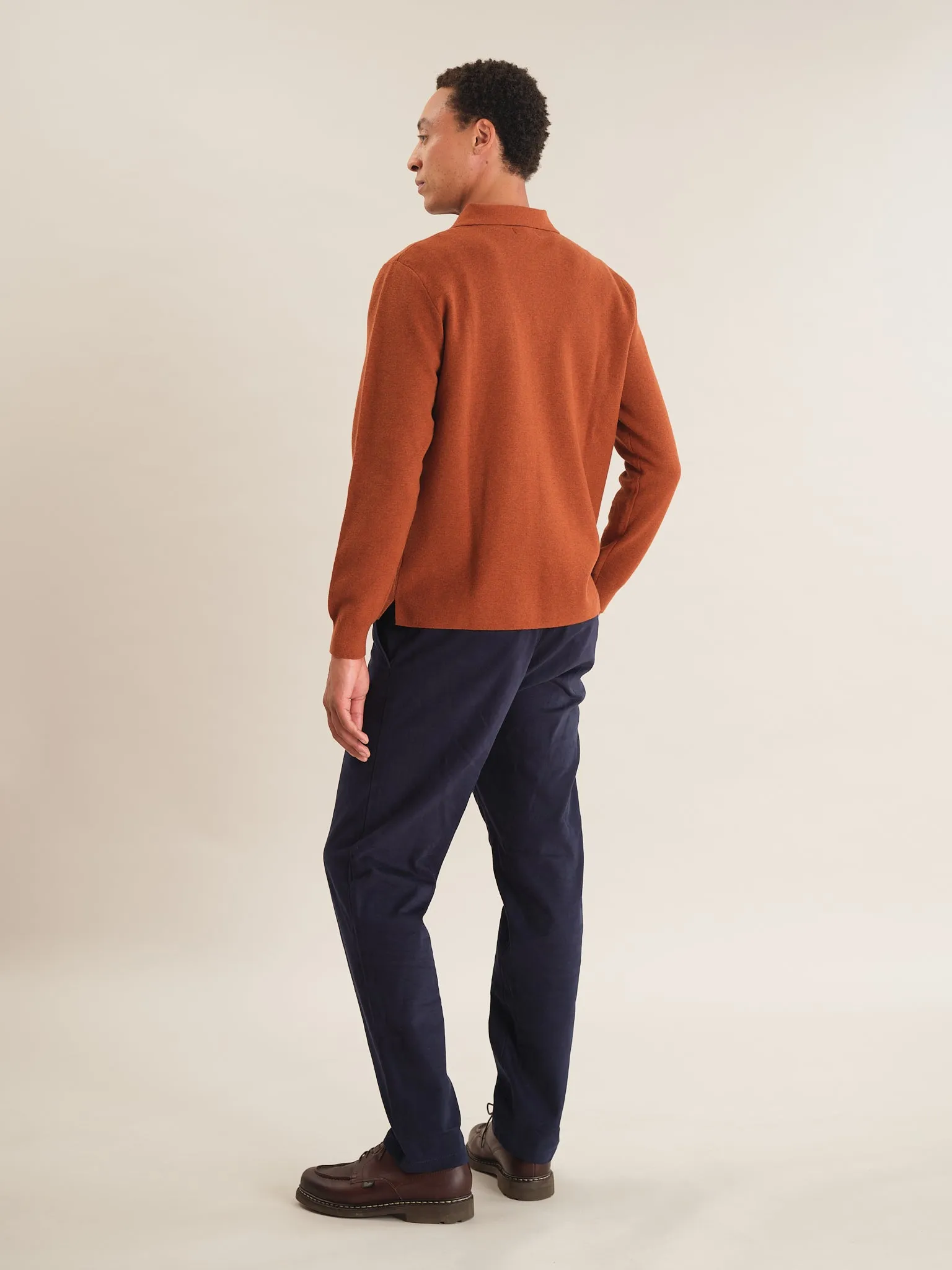 Burnt Orange Merino Knit Polo