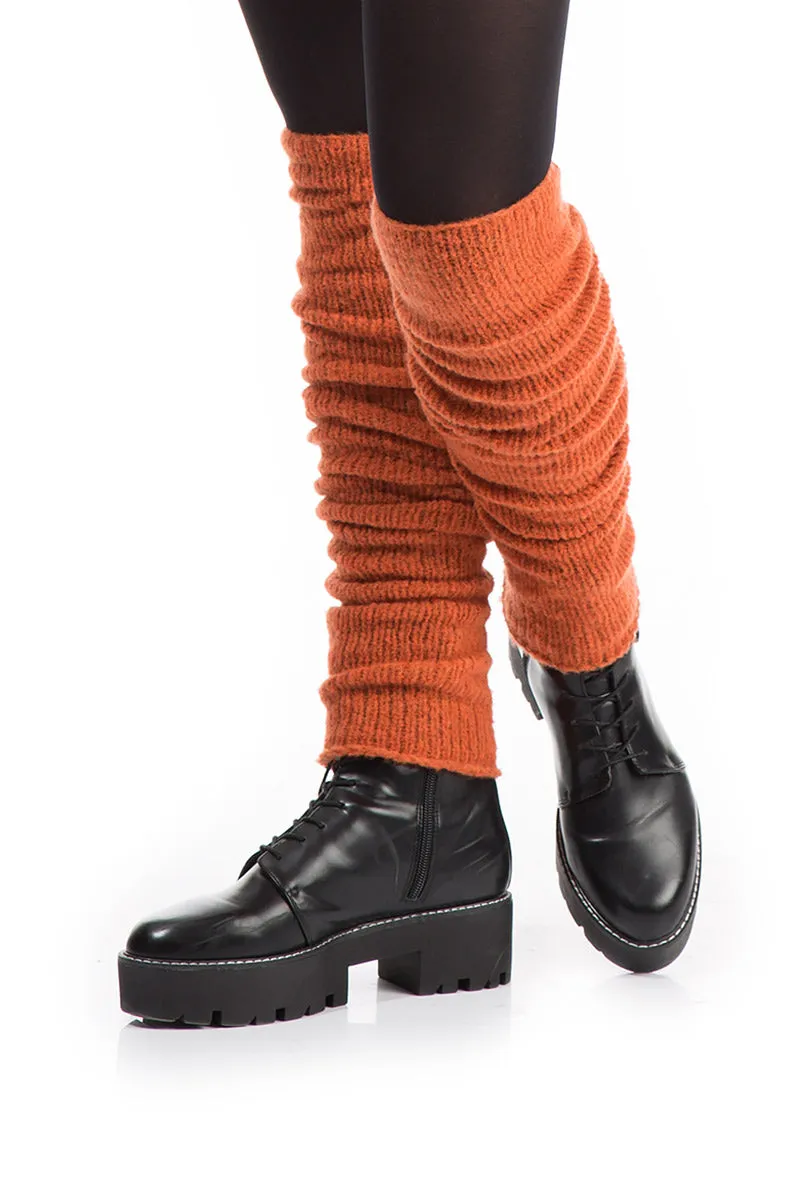 Burnt Orange Wool Leg Warmers