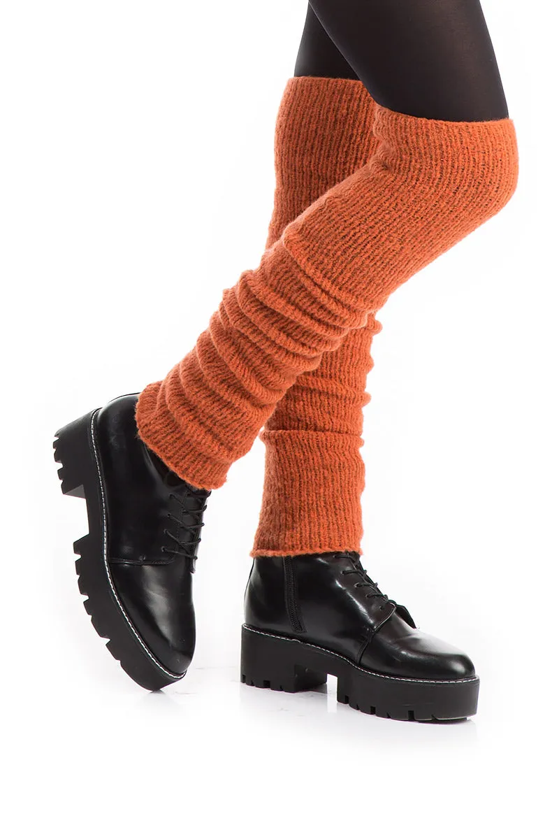 Burnt Orange Wool Leg Warmers