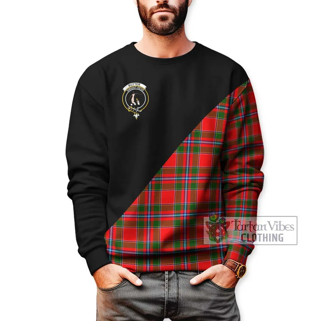 Butter Tartan Sweatshirt with Family Crest and Military Logo Style