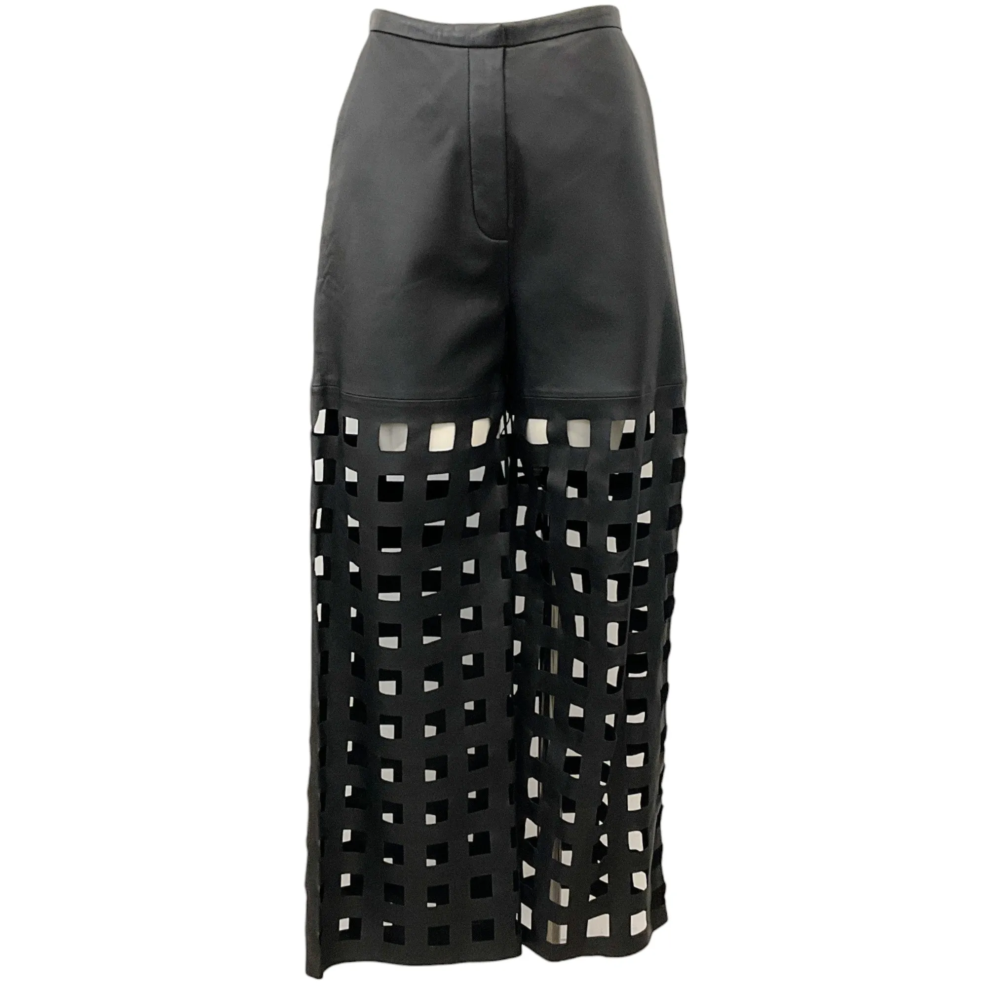 By Malene Birger Black Leather Pants with Square Cut Outs