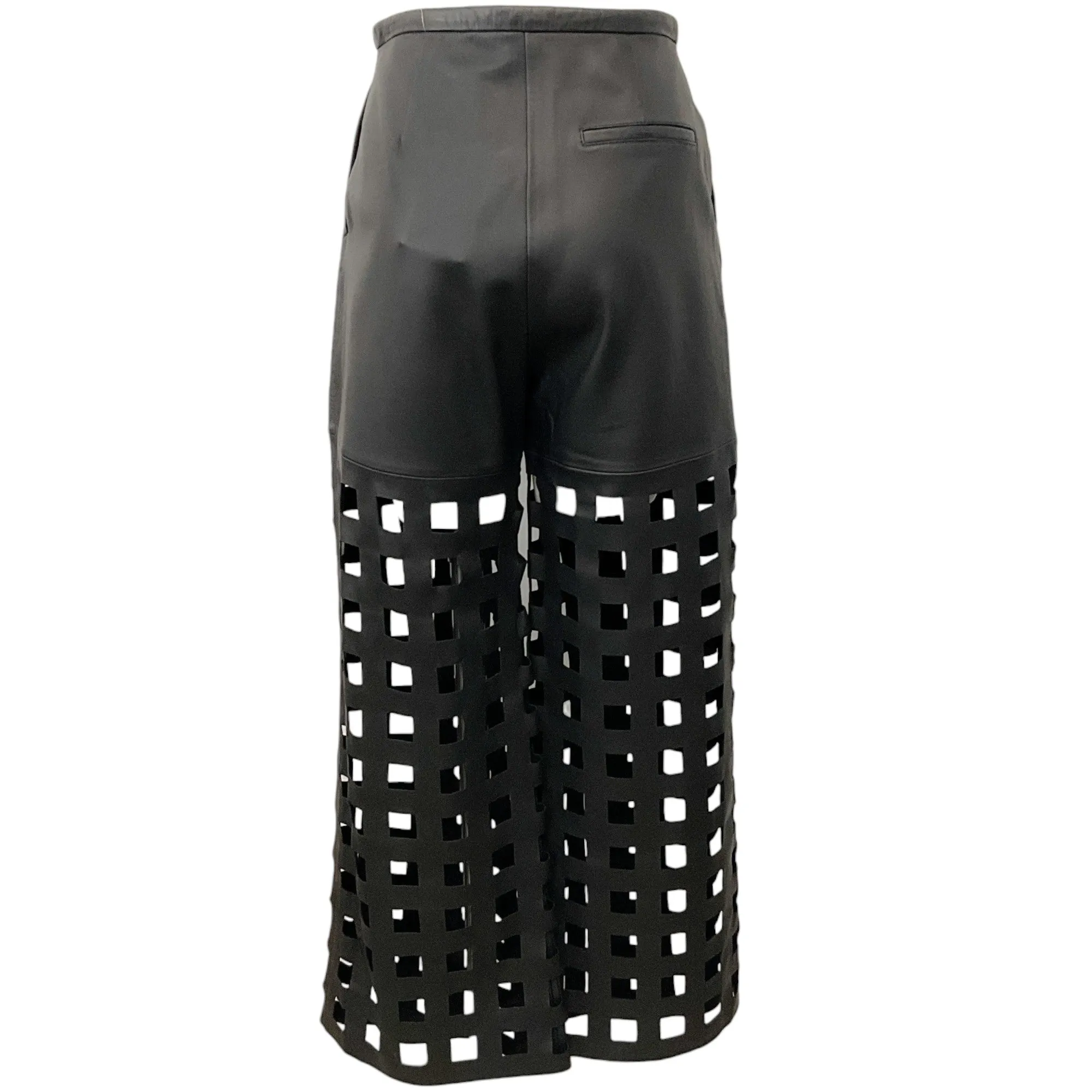 By Malene Birger Black Leather Pants with Square Cut Outs