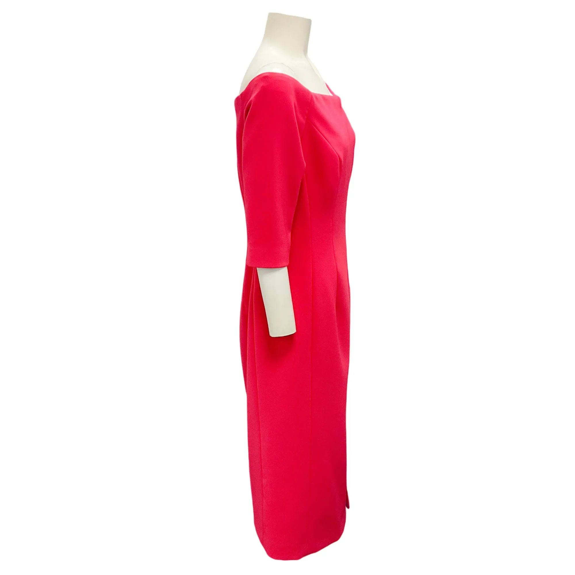 Carolina Herrera Raspberry Off-the-Shoulder Crepe Midi Dress