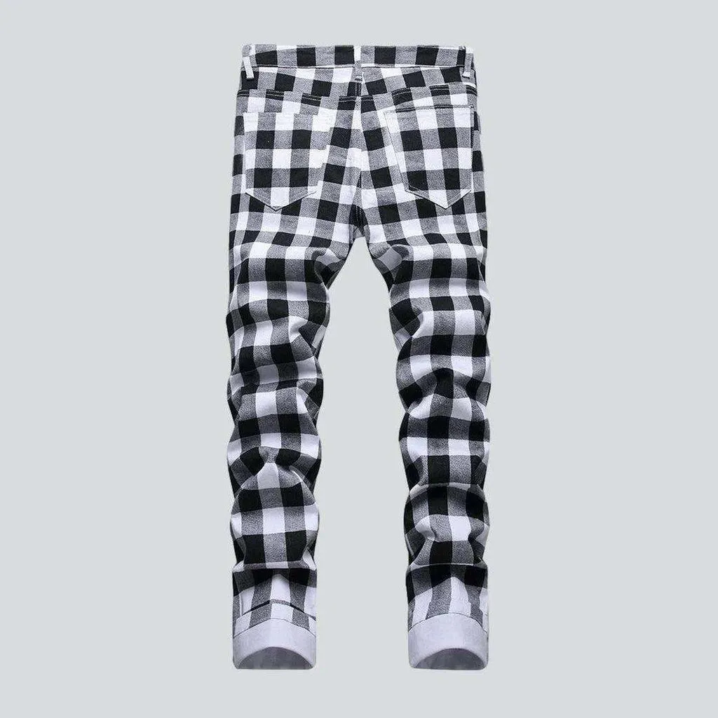 Checkered white men's jeans