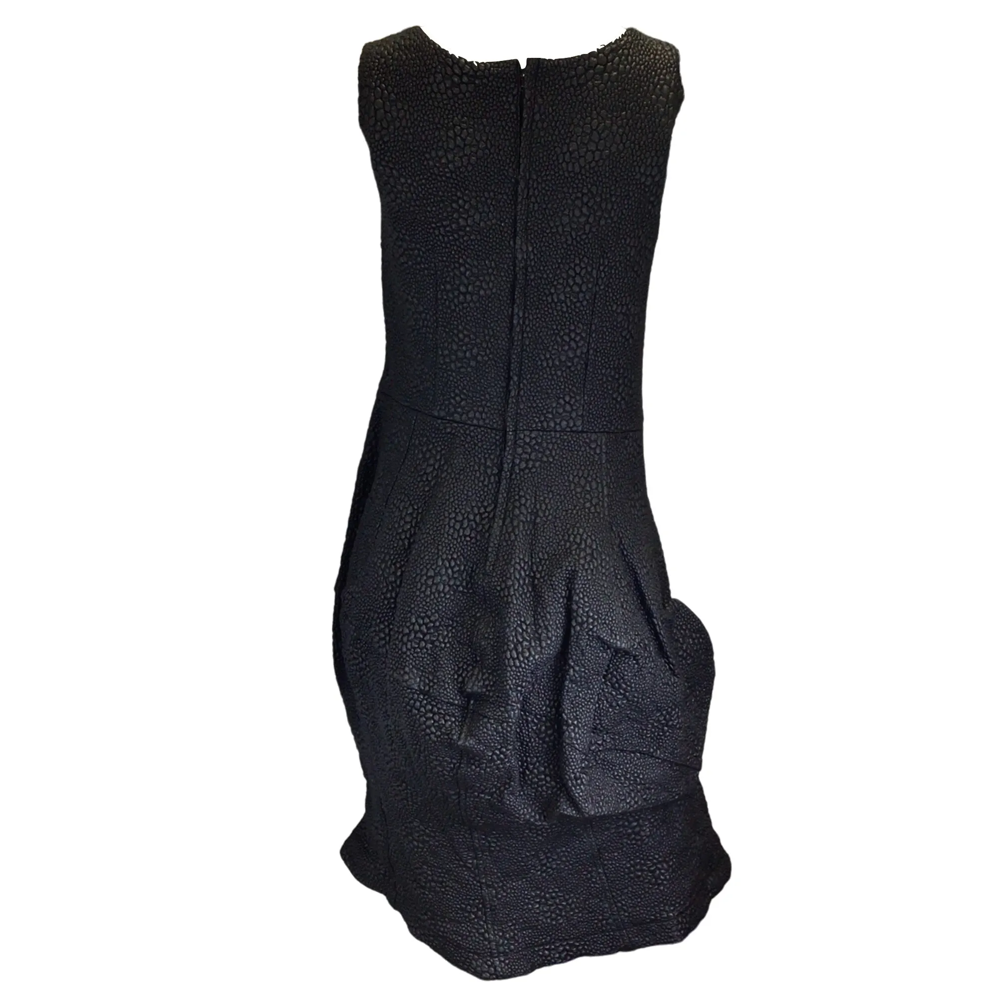 Comme des Garcons Black Embroidered Synthetic Leather Sleeveless Dress