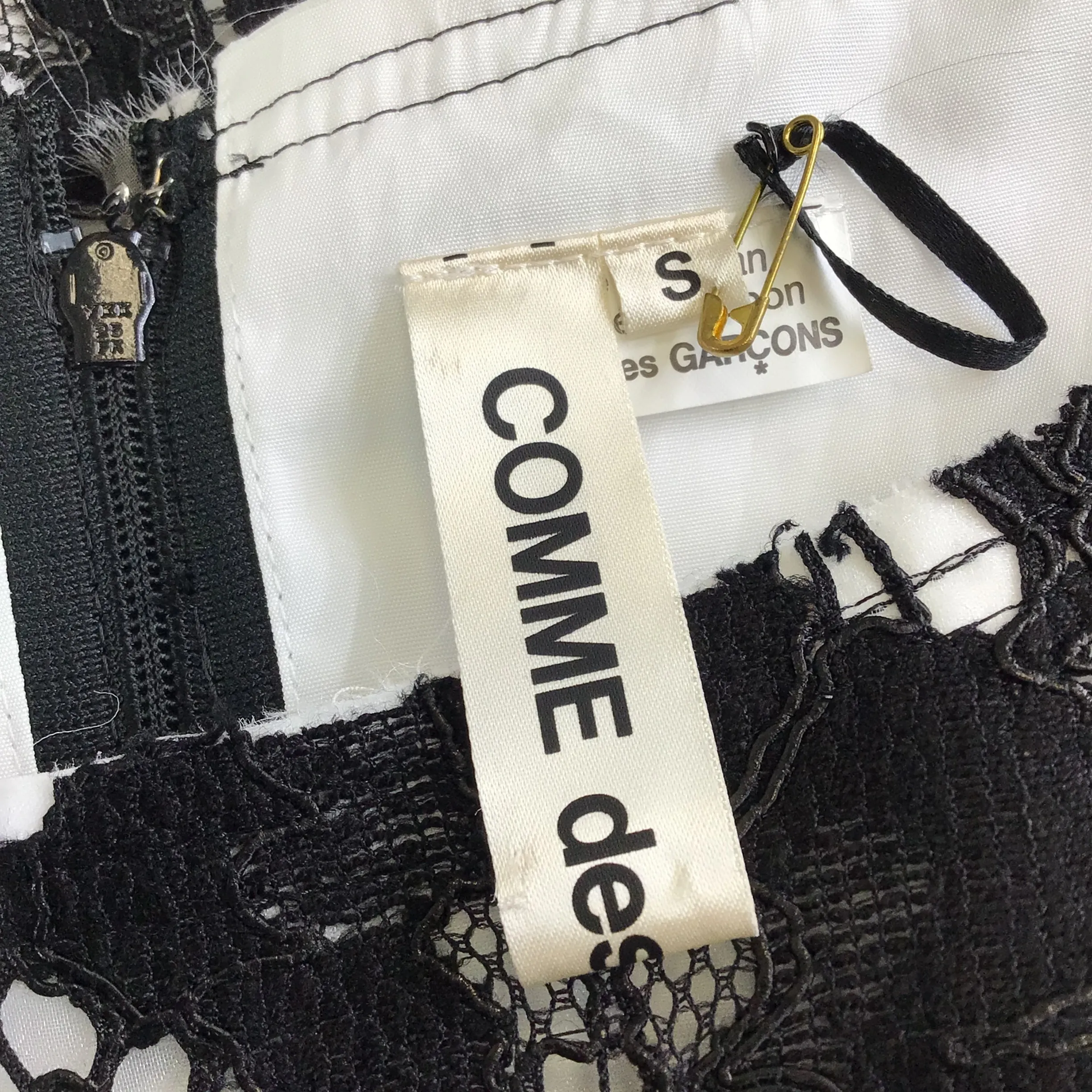 Comme des Garcons Black / White Sleeveless Lace Midi Dress