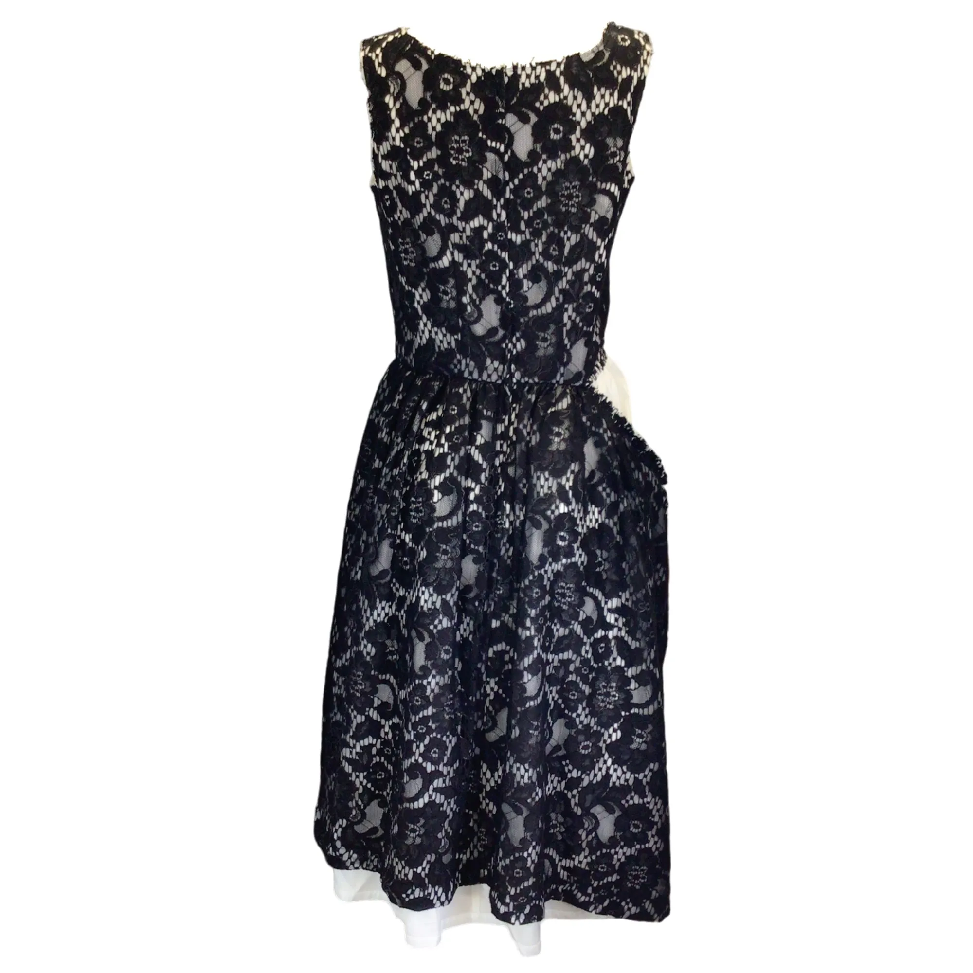 Comme des Garcons Black / White Sleeveless Lace Midi Dress