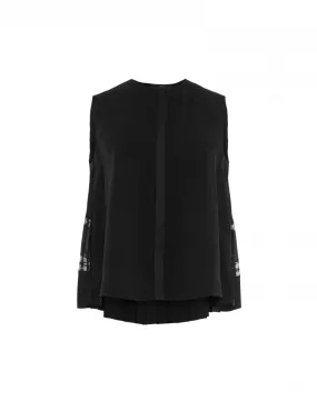 'Concertina' Black Sleeveless Shirt