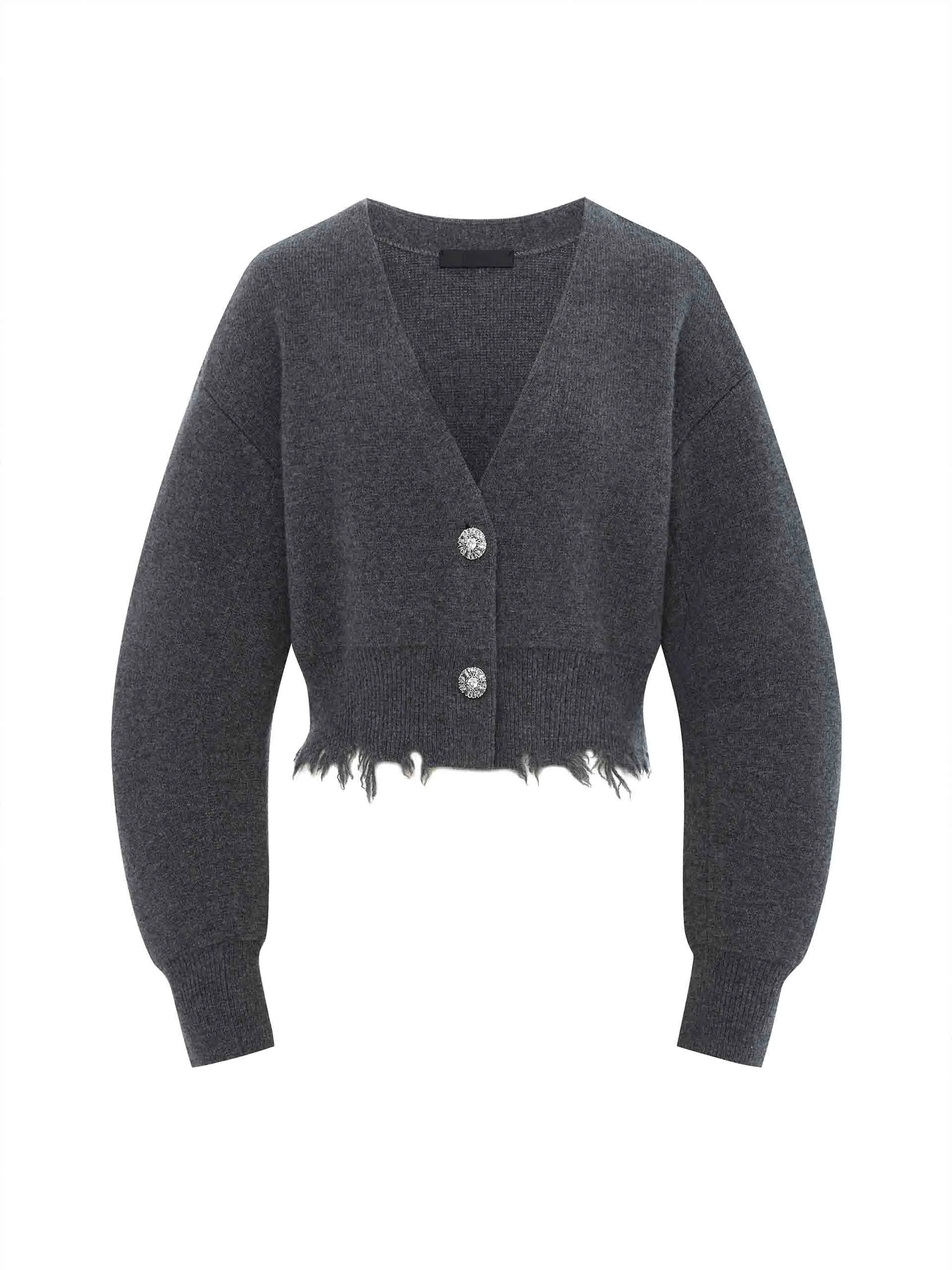 Cropped Raw Hem Cardigan