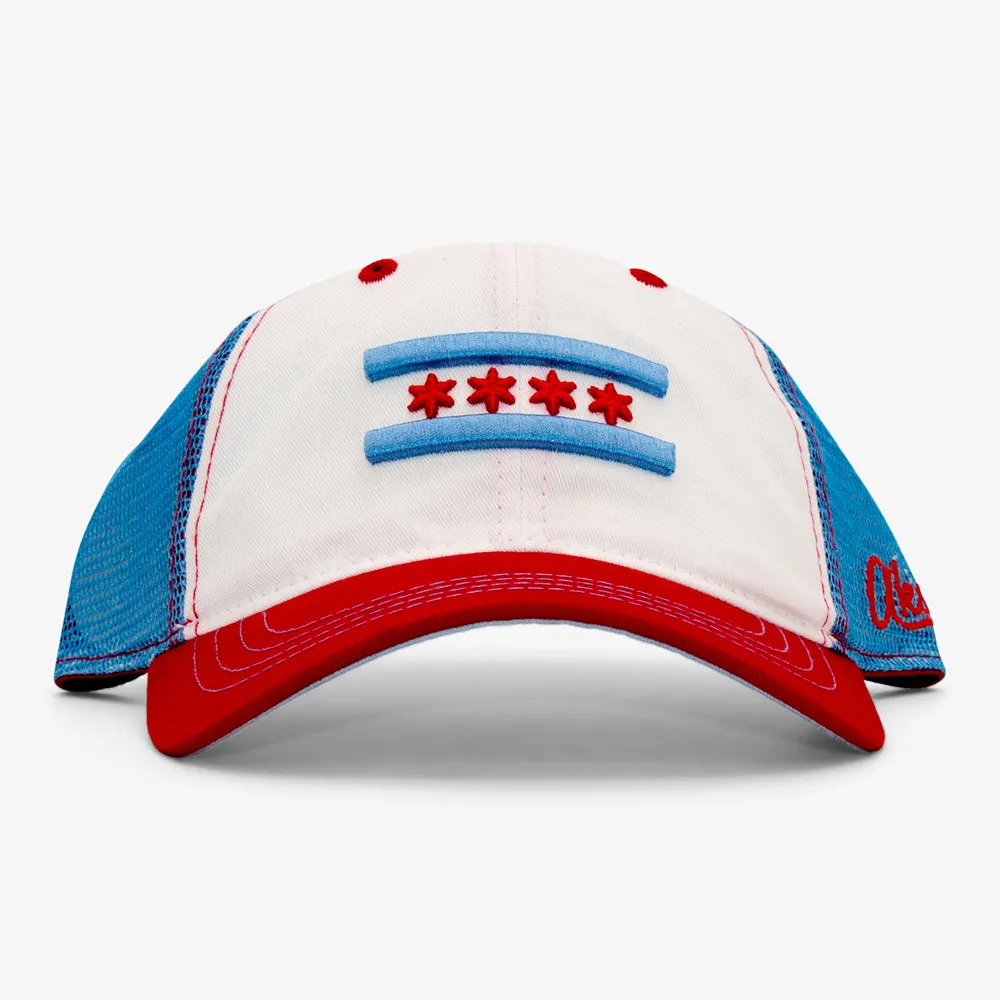 Curved Chicago Flag Trucker Hat