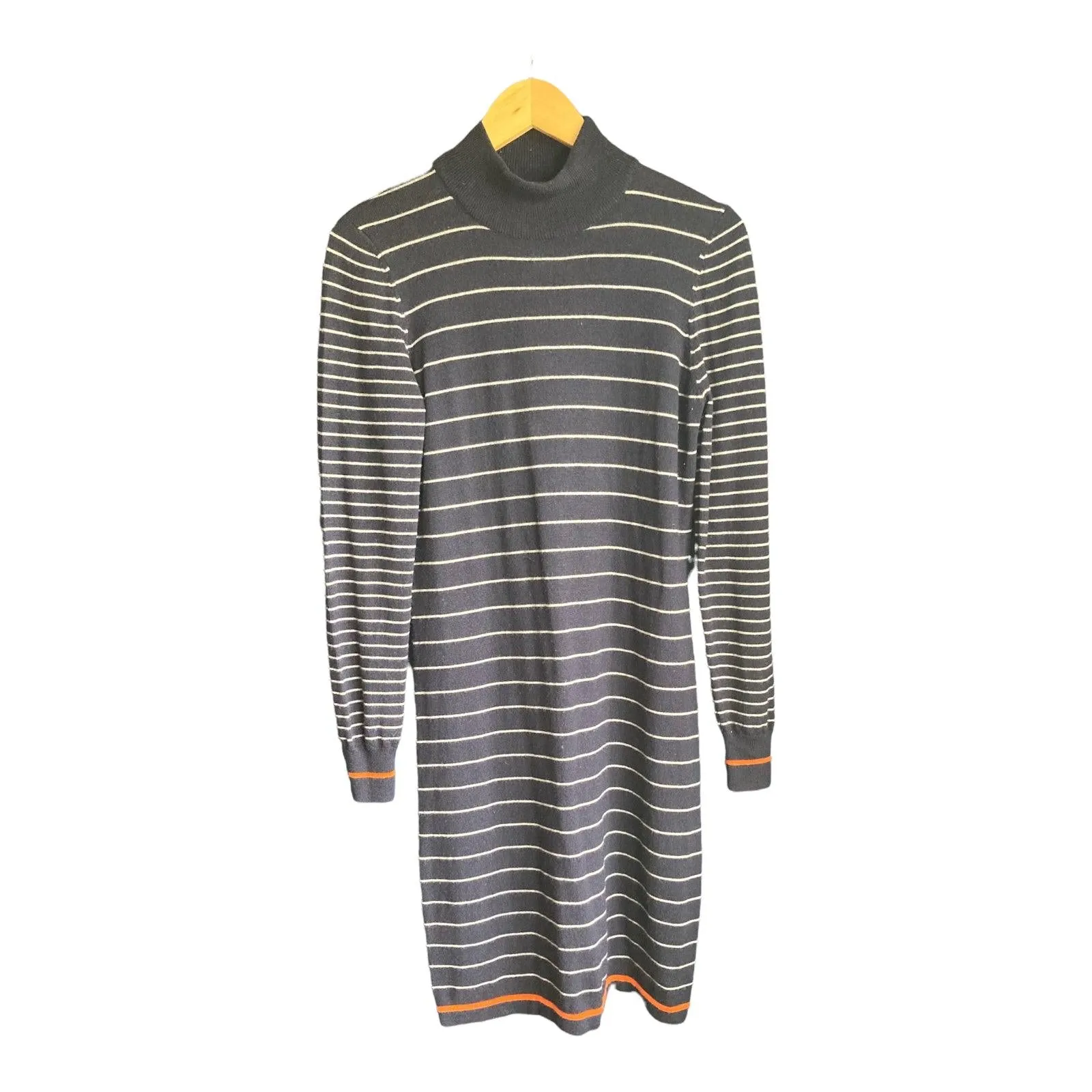 Cynthia Rowley Merino Wool Navy And White Long Sleeved Dress UK Size Medium