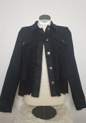 Denim Jacket with Georgette Ruffle