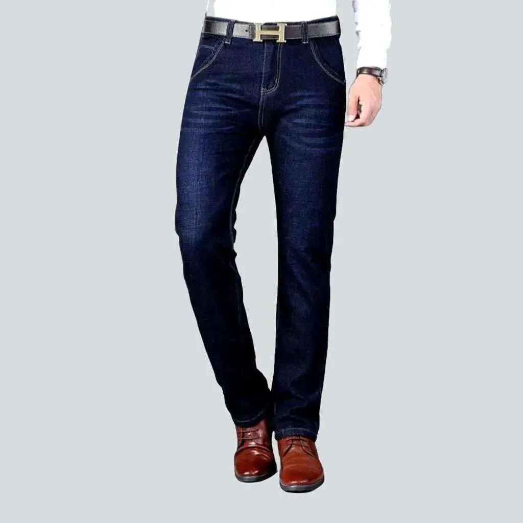 Diagonal pocket dark men's jeans