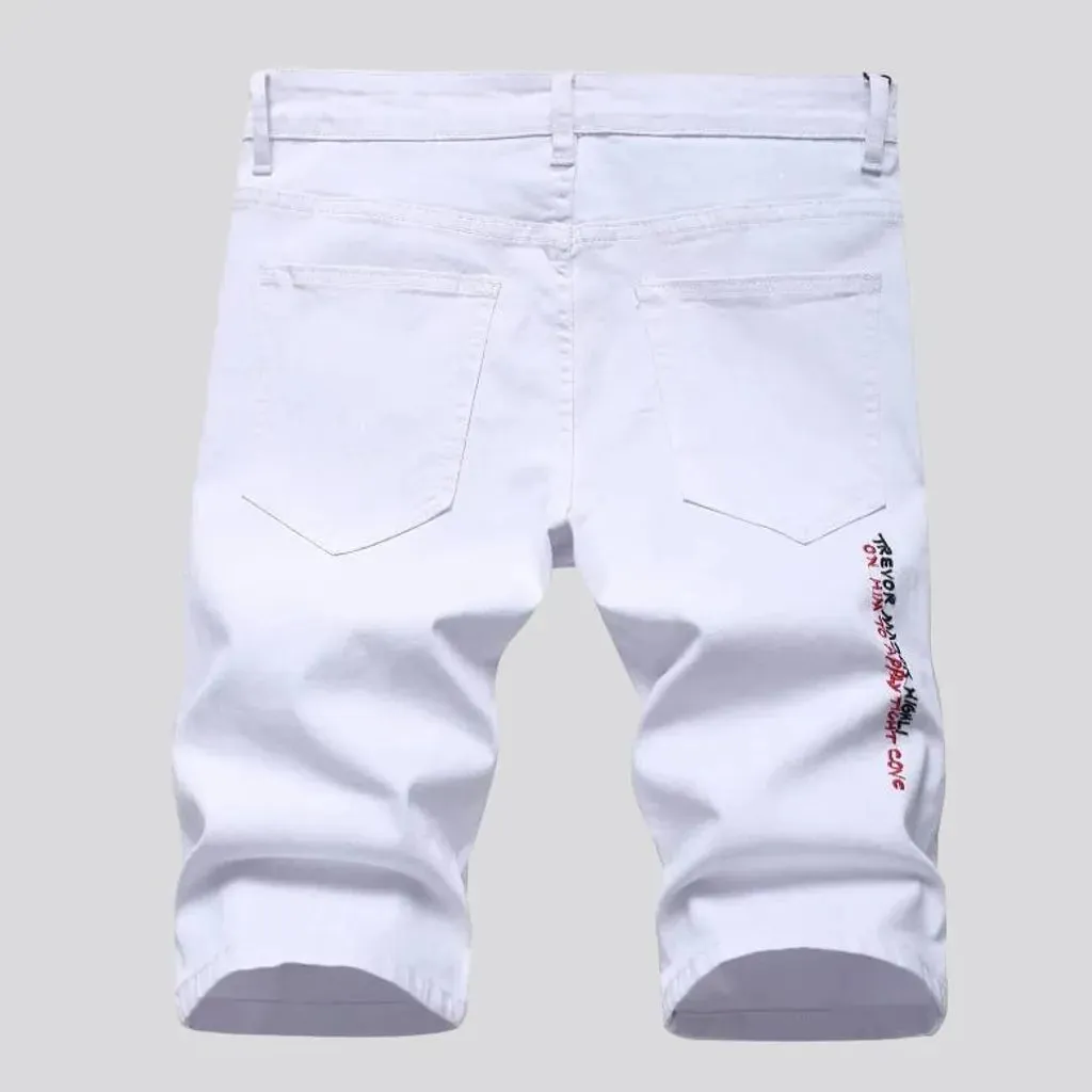 Distressed denim shorts
 for men