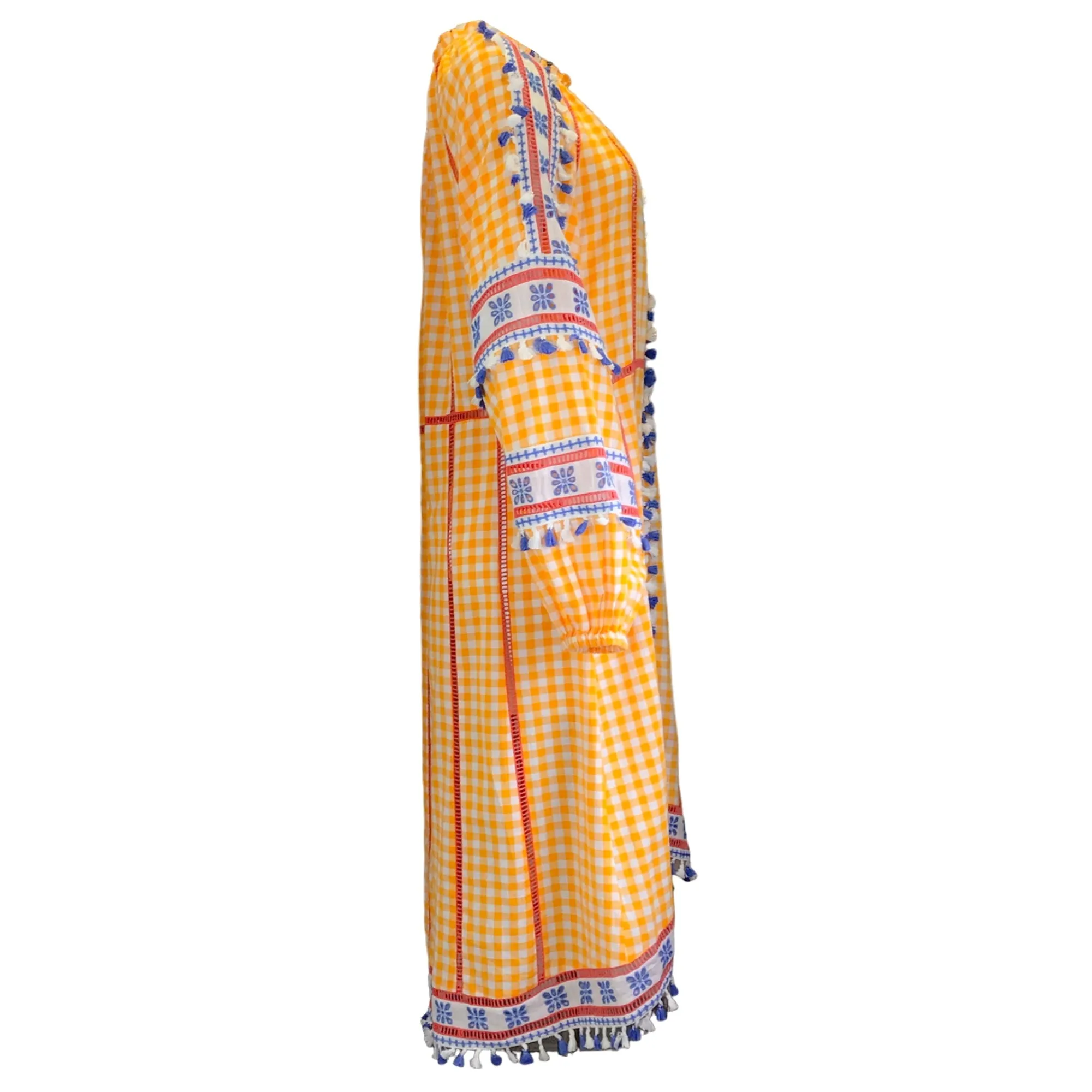 Dodo Bar Or Mustard Yellow Embroidered Gingham Print Alexa Dress