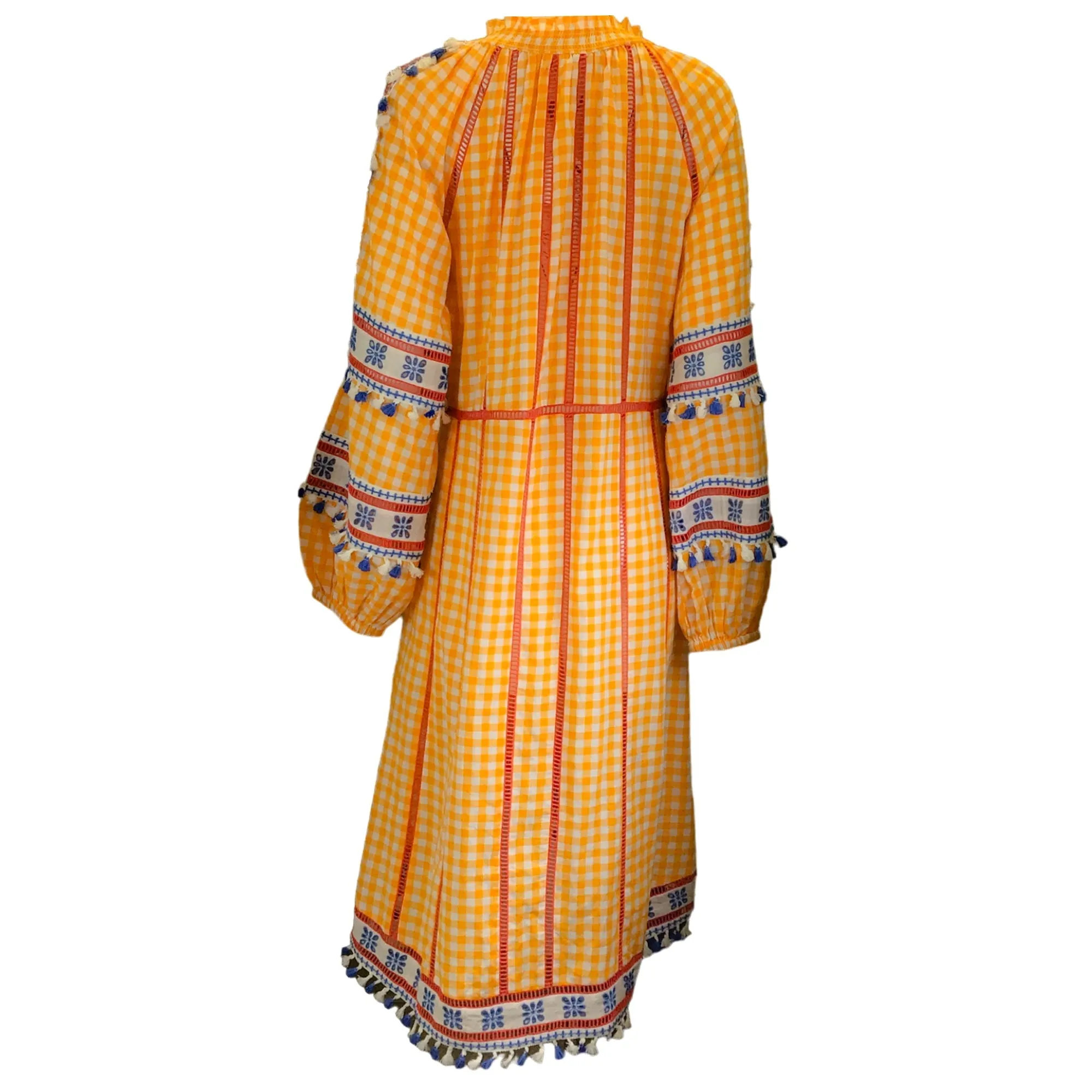 Dodo Bar Or Mustard Yellow Embroidered Gingham Print Alexa Dress