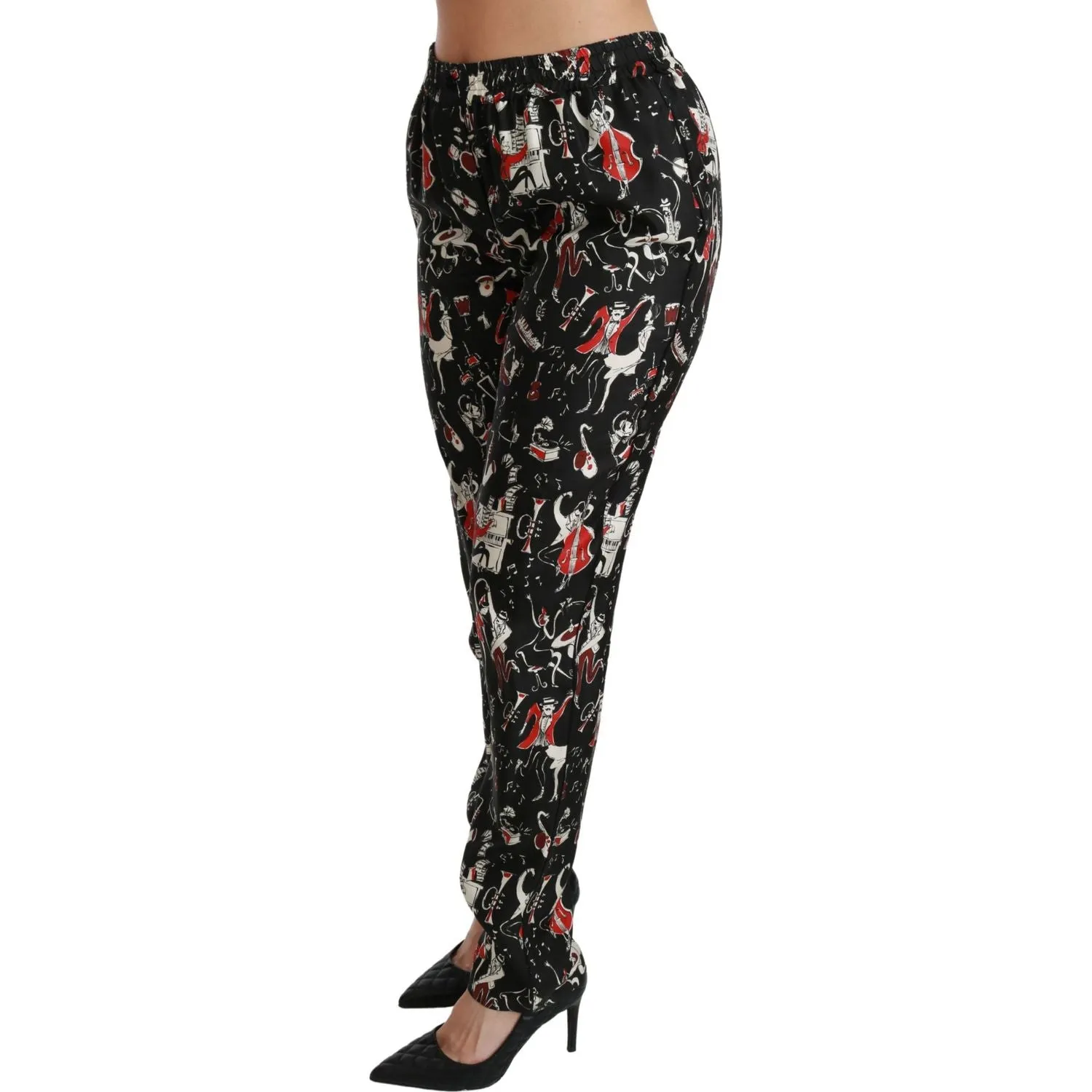 Dolce & Gabbana Sleek Silk Slim-Fit Mid-Waist Pants