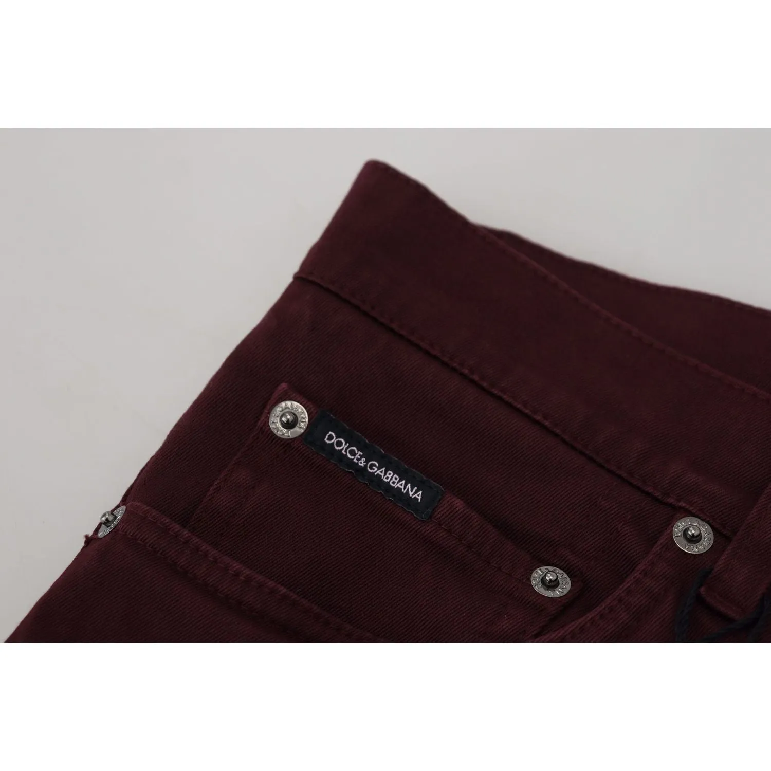 Dolce & Gabbana Slim Fit Bordeaux Jeans - Italian Luxury