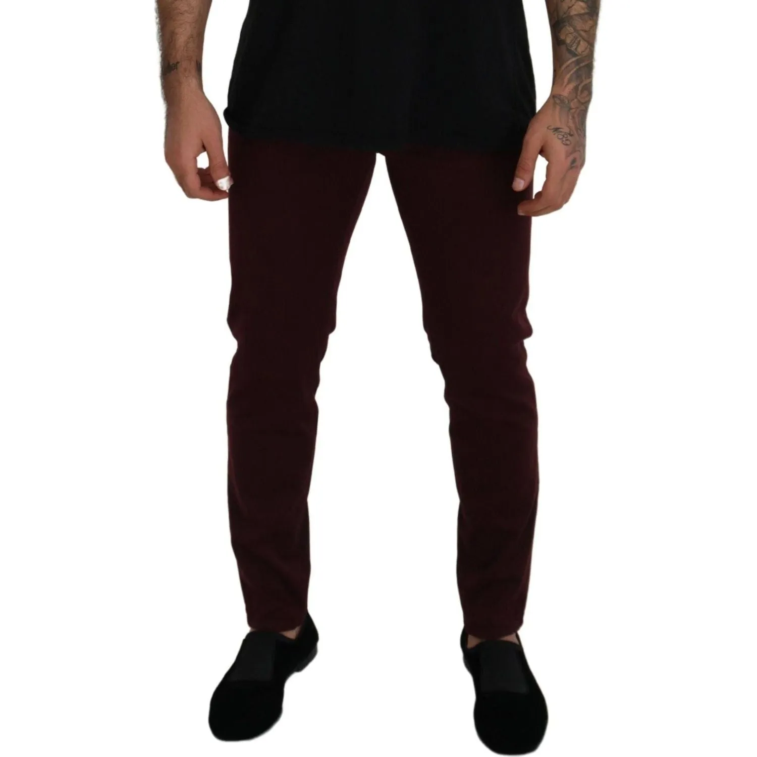 Dolce & Gabbana Slim Fit Bordeaux Jeans - Italian Luxury