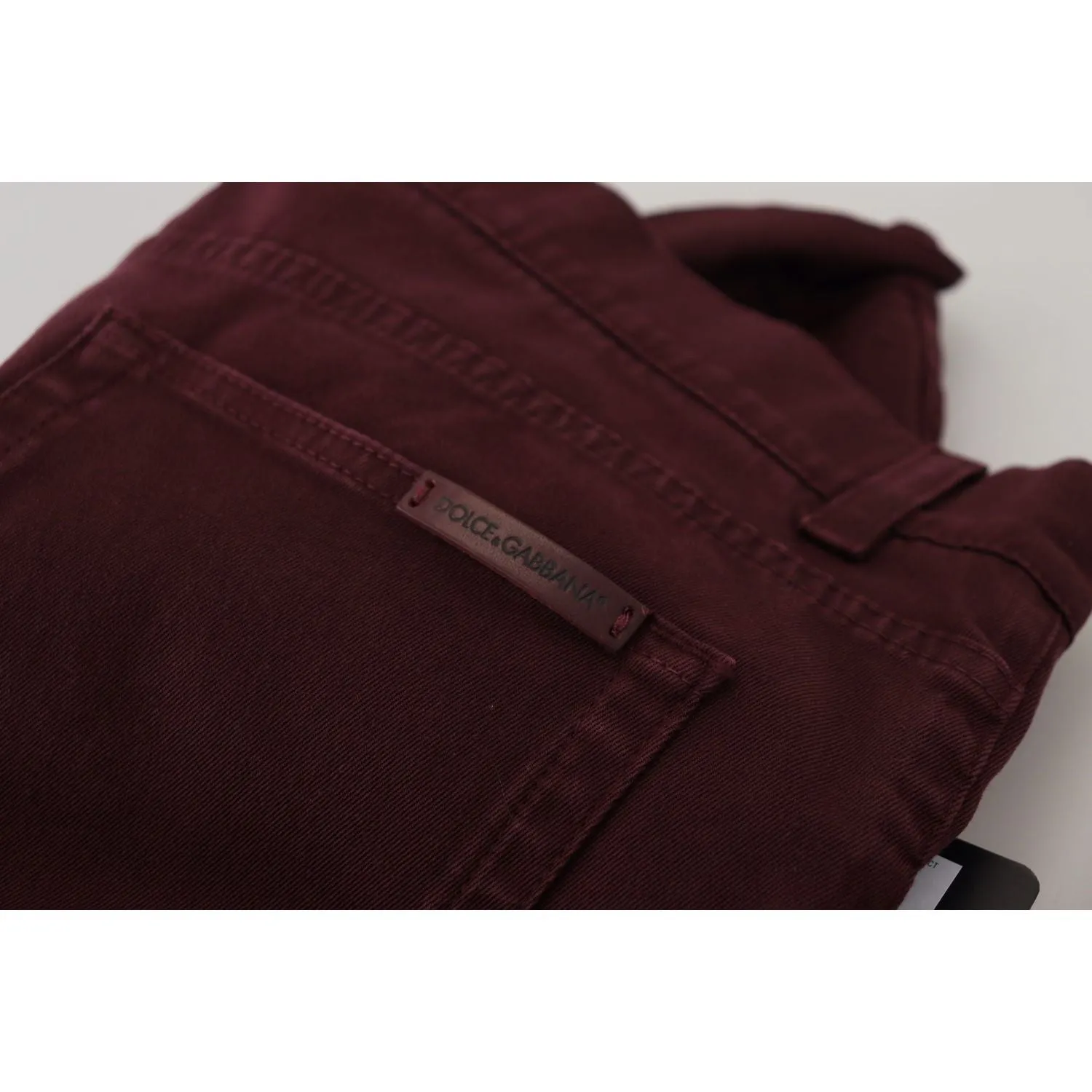 Dolce & Gabbana Slim Fit Bordeaux Jeans - Italian Luxury