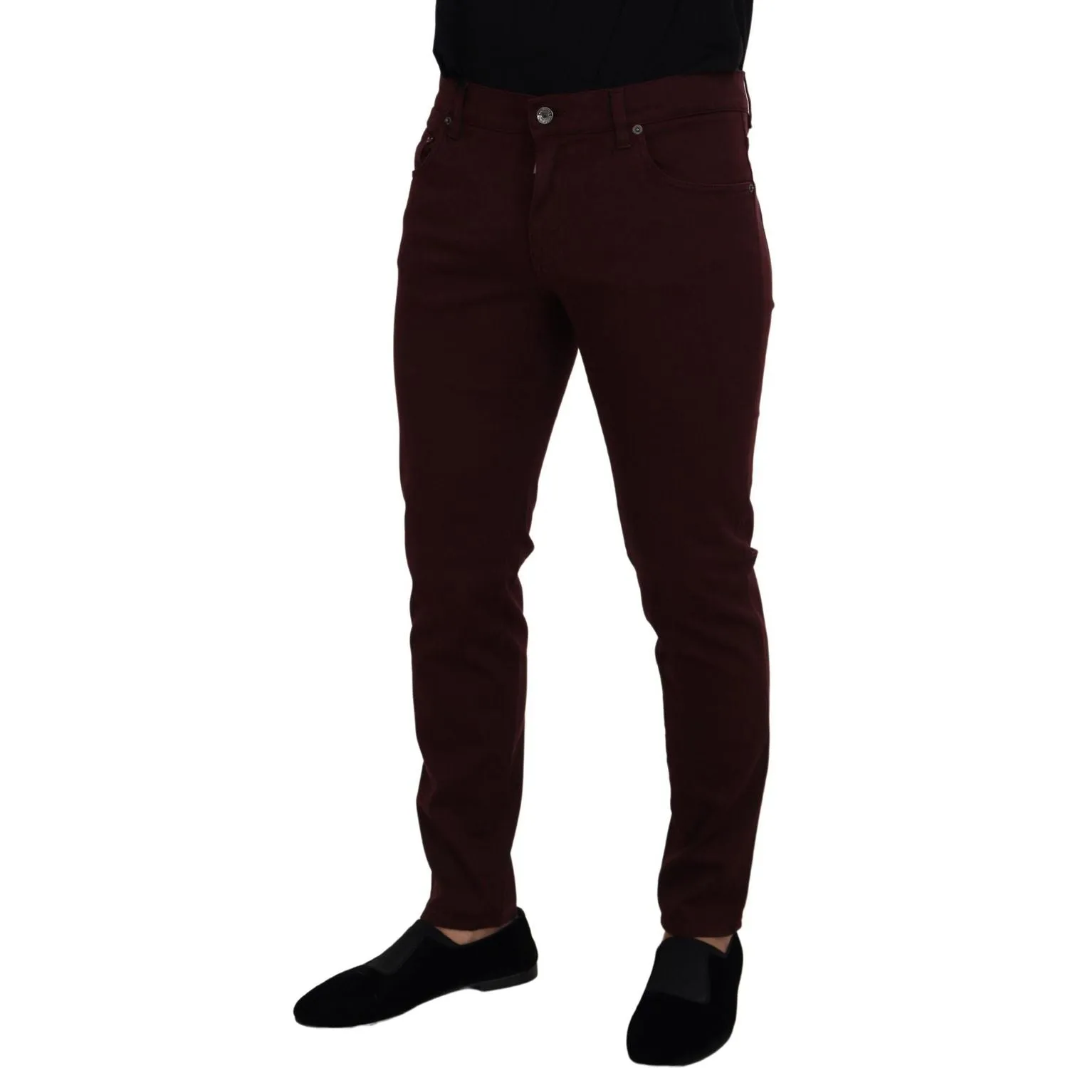 Dolce & Gabbana Slim Fit Bordeaux Jeans - Italian Luxury