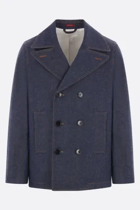 Double-breasted Denim Peacoat