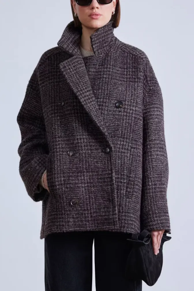 Downtown Peacoat, Herring Plaid