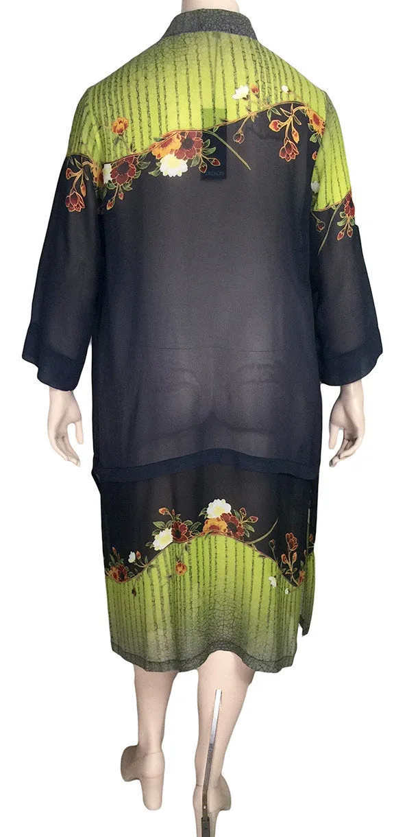 Dressori Long Silk Mandarin Collar Duster