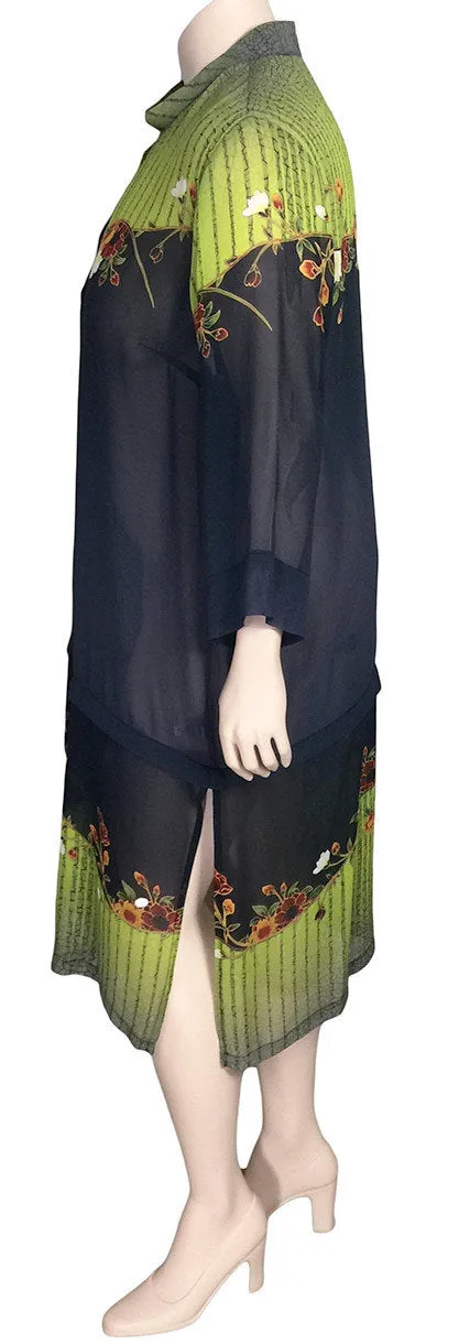 Dressori Long Silk Mandarin Collar Duster