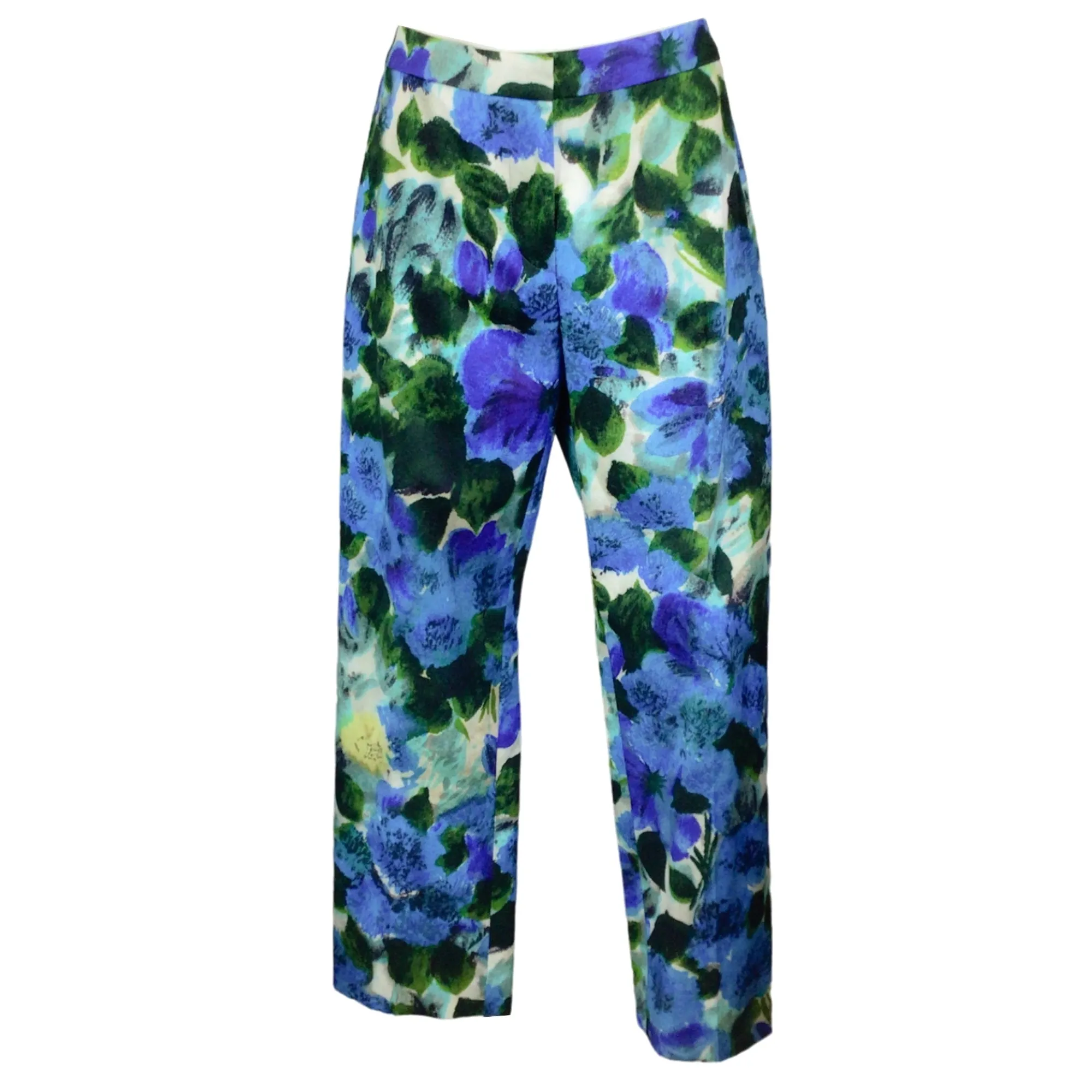 Dries Van Noten Blue / Green Multi Printed Cotton Pants