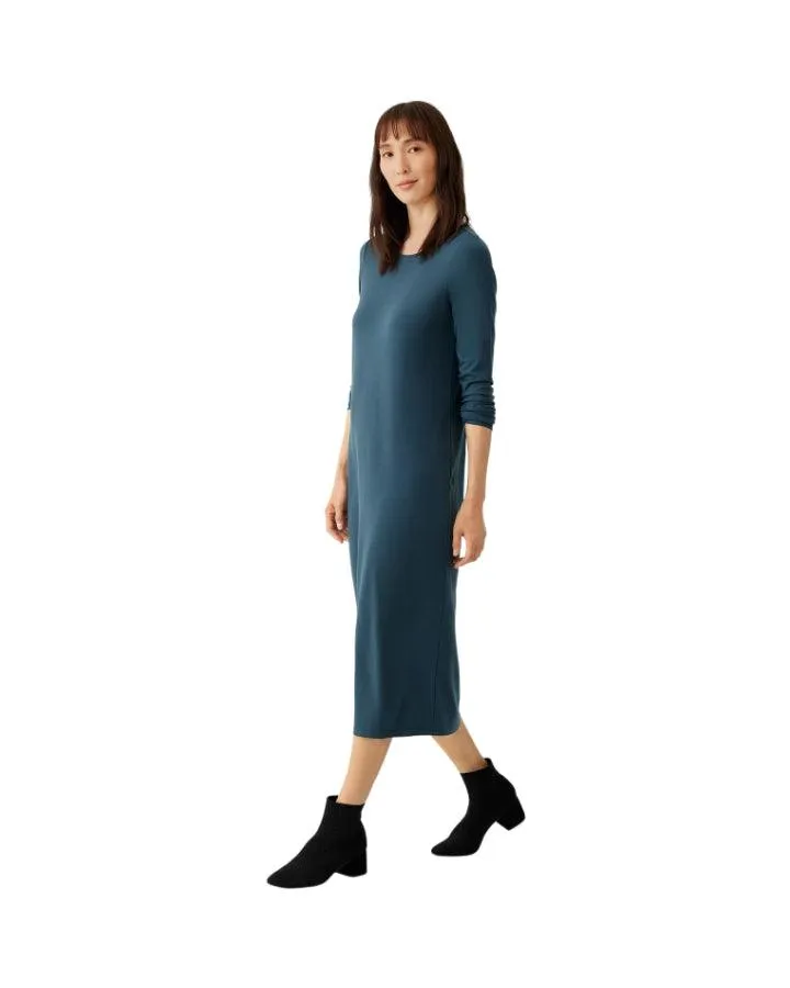 Eileen Fisher Stretch Jersey Knit Jewel Neck Dress