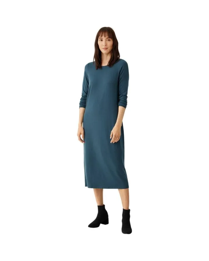 Eileen Fisher Stretch Jersey Knit Jewel Neck Dress