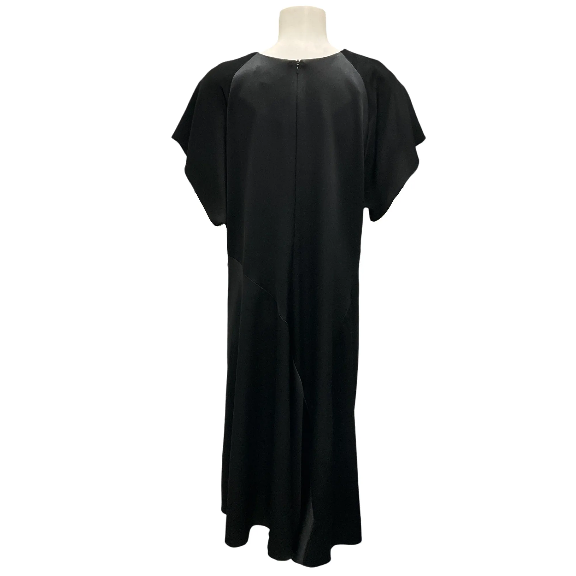 Ellery Black Short Sleeved Satin Midi Dress